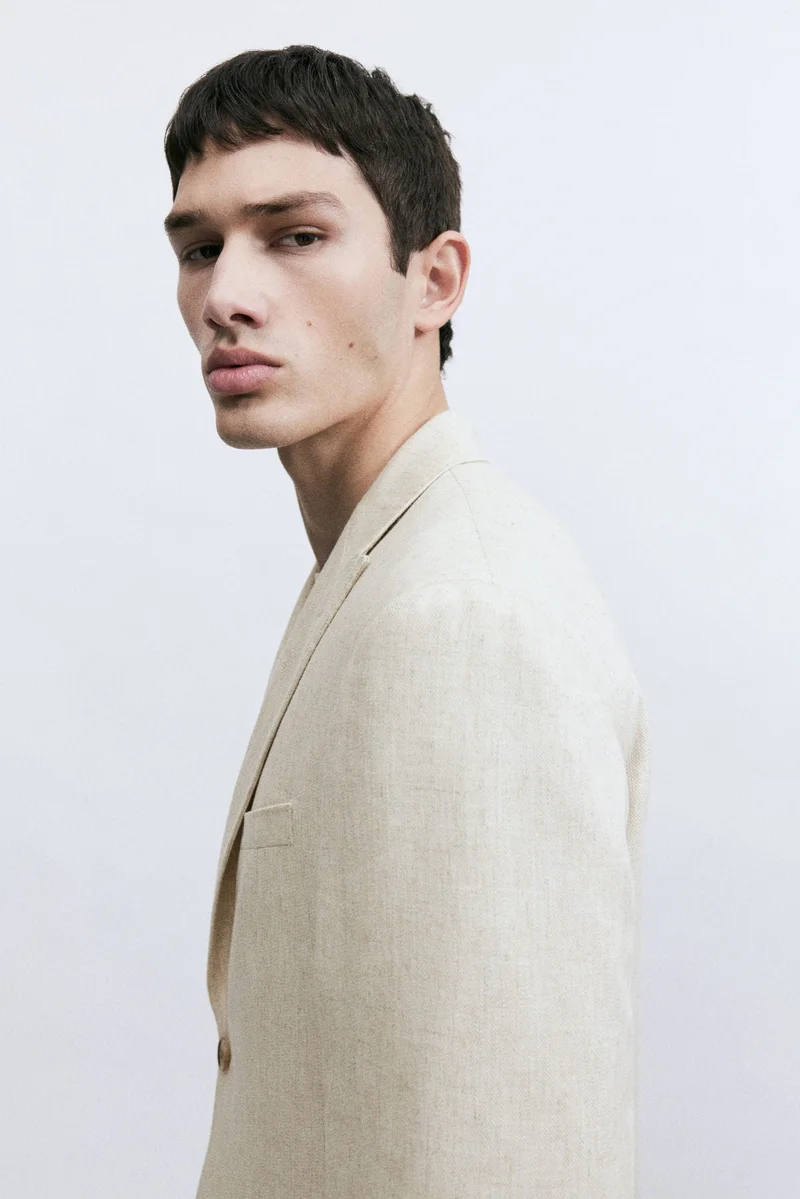H&M  Regular Fit Linen-blend jacket for Men | Best Price UAE