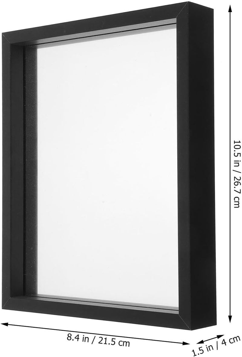 Double-sided 10-inch Glass Photo Frame Black Vintage Style Display Holder for Wall and Tabletop Family Picture Display Dried Flower and Specimen - Image 2