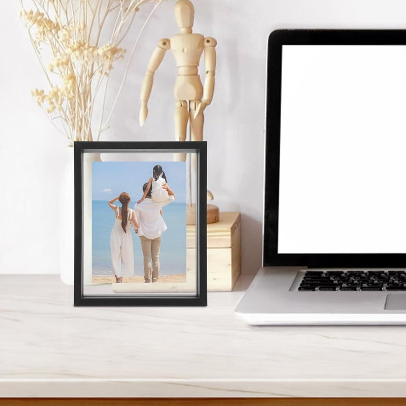Double-sided 10-inch Glass Photo Frame Black Vintage Style Display Holder for Wall and Tabletop Family Picture Display Dried Flower and Specimen - Image 5