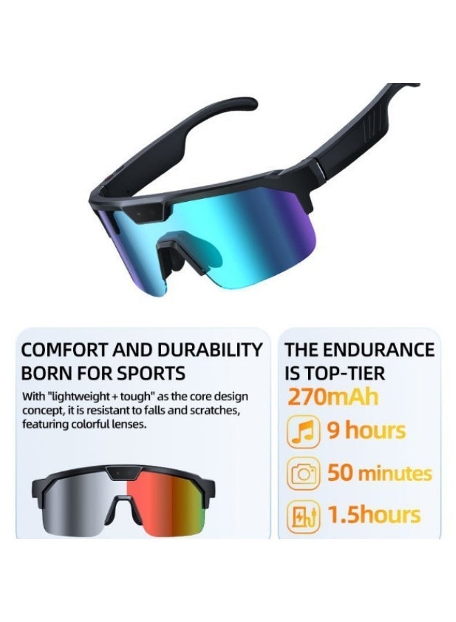 ZESITH Ice Blue AI Smart Translation Sunglasses 800W Pixel Camera Video Recording Outdoor Sports Cycling Fishing Glasses - Image 2