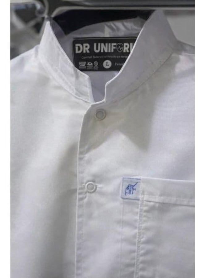 Women's Classic White Dentist Lab Coat, Tailored Fit, Long Sleeve, Professional Medical Wear - Image 2