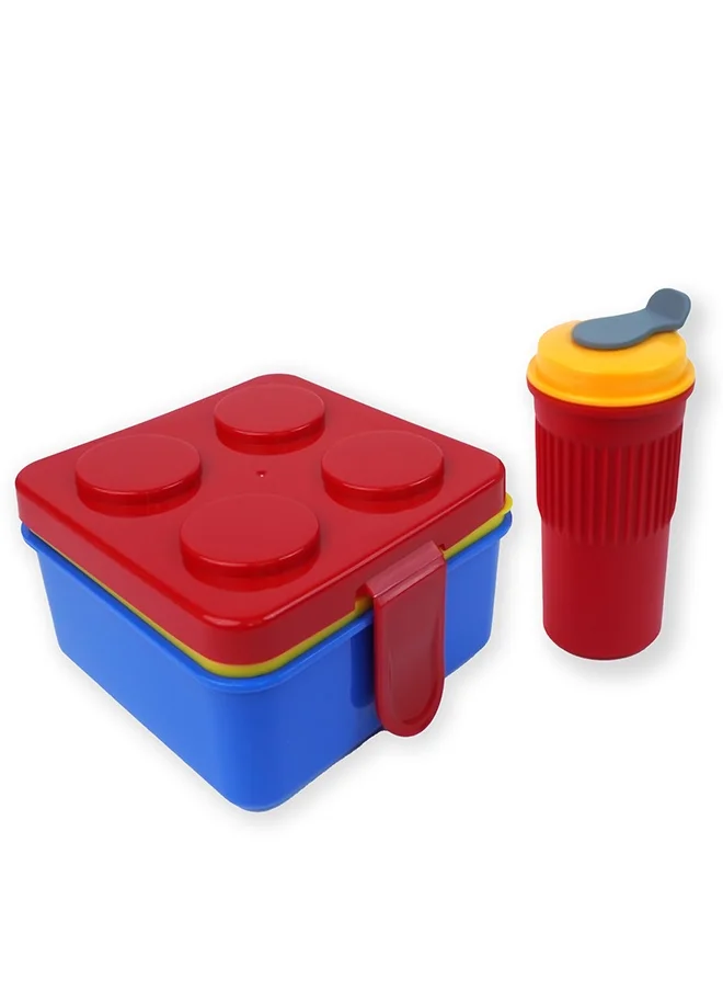 صندوق المفاجآت الصغيرة Little Surprise Box,2Pcs Square Red Lego Lid Bpa Free Plastic Kids Lunch Box Plus Cup Bottle For Kids