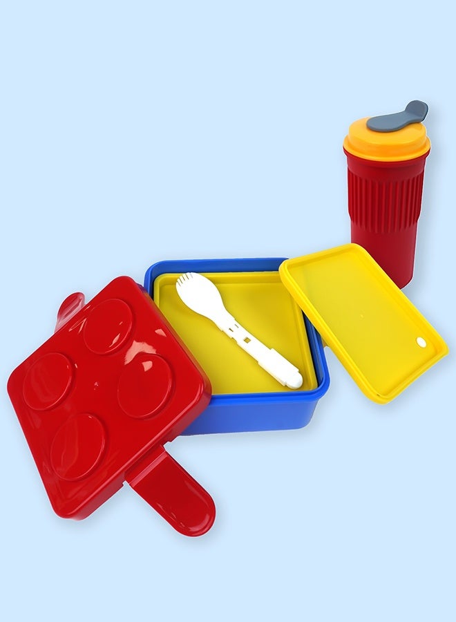 LITTLE SURPRISE BOX Little Surprise Box,2Pcs Square Red Lego Lid Bpa Free Plastic Kids Lunch Box Plus Cup Bottle For Kids - Image 5
