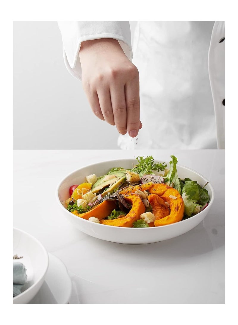 أوعية تقديم سلطة  حساء بيضاء مجموعة من 6 أوعية معكرونة من البورسلين - Image 4