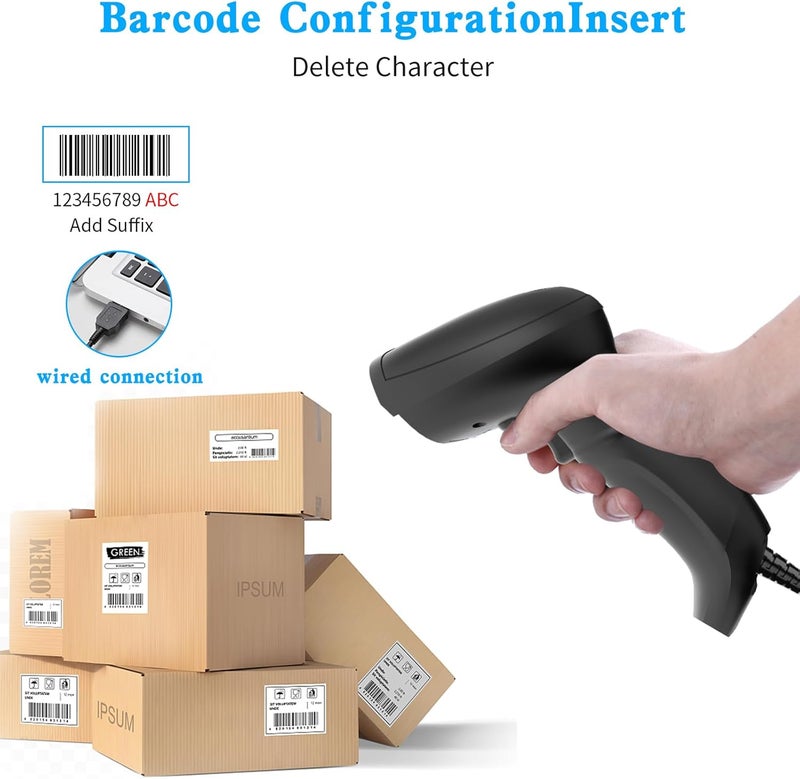 symcode USB 1D Barcode Scanner with Stand Handheld Wired Laser Barcode Reader Scanner with Gooseneck Stand and Cable Twilight Blac - Image 5