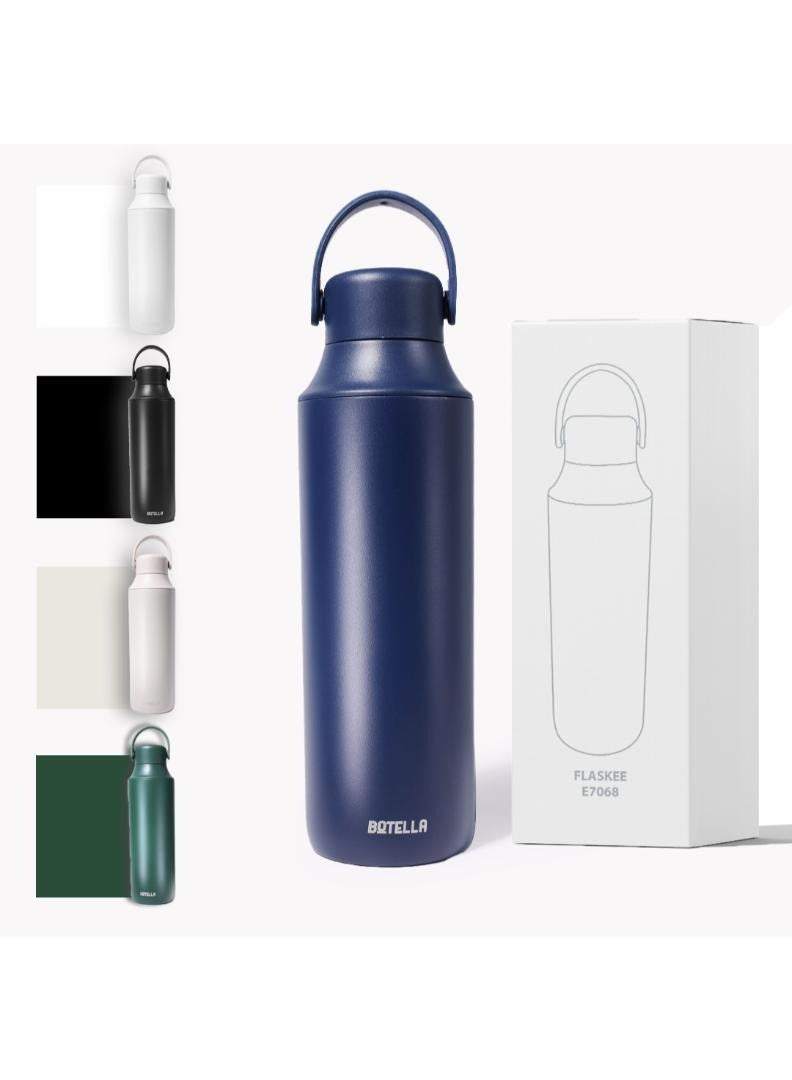 Botella Botella Slim Insulated Water Bottle Flask - Portable Leakproof Stainless Steel for Travel, Sports 600ml, Blue  - Image 1