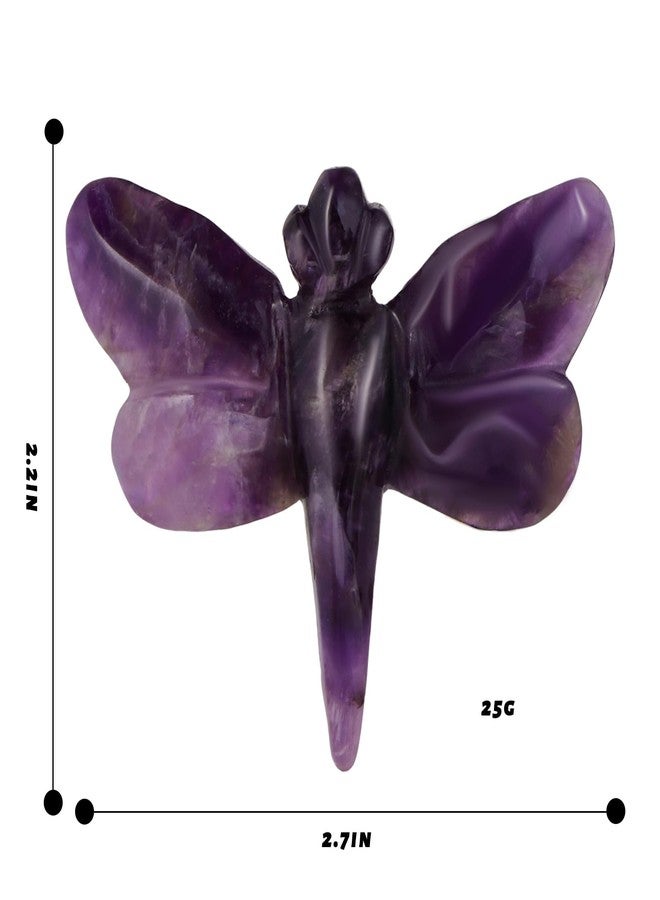 Artistone Amethyst Dragonfly Statue Healing Crystals Hand Carved Cute Animal Figurine, Worry Stone for Anxiety Relif Home Desk Decor Wall Decoration - Image 2