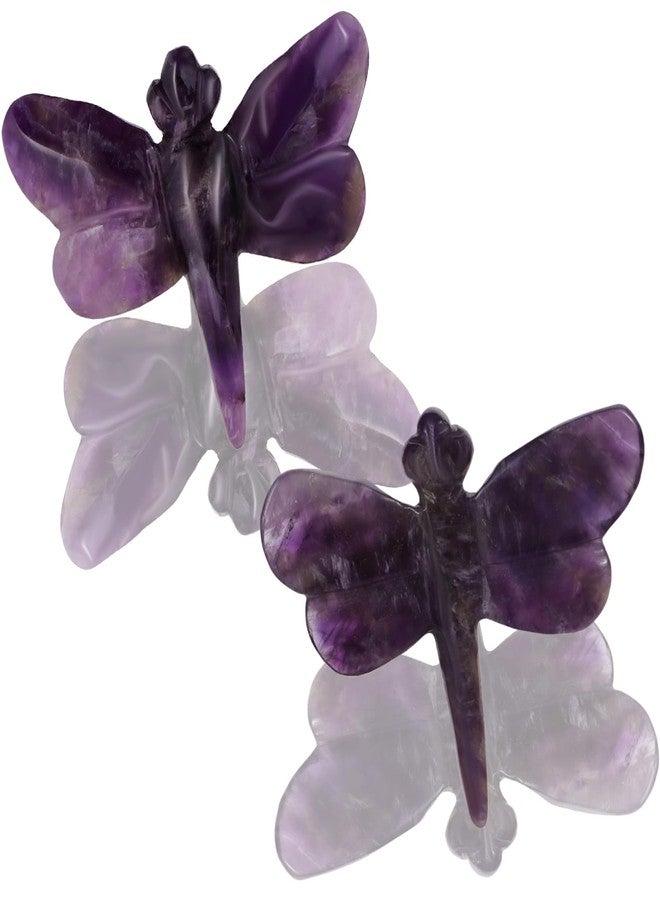 Artistone Amethyst Dragonfly Statue Healing Crystals Hand Carved Cute Animal Figurine, Worry Stone for Anxiety Relif Home Desk Decor Wall Decoration - Image 3