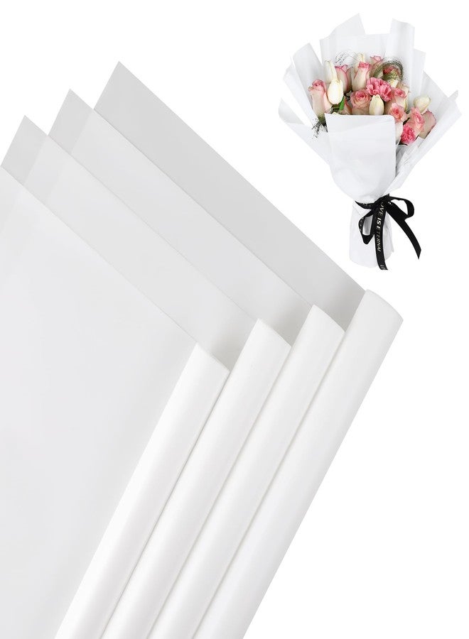 NESCCI 20 Sheet Flower Wrapping Paper - Waterproof Floral Bouquet Wrapping Paper, Florist Supplies Packaging Paper for Wedding Birthday Gift DIY (Misty White) - Image 1