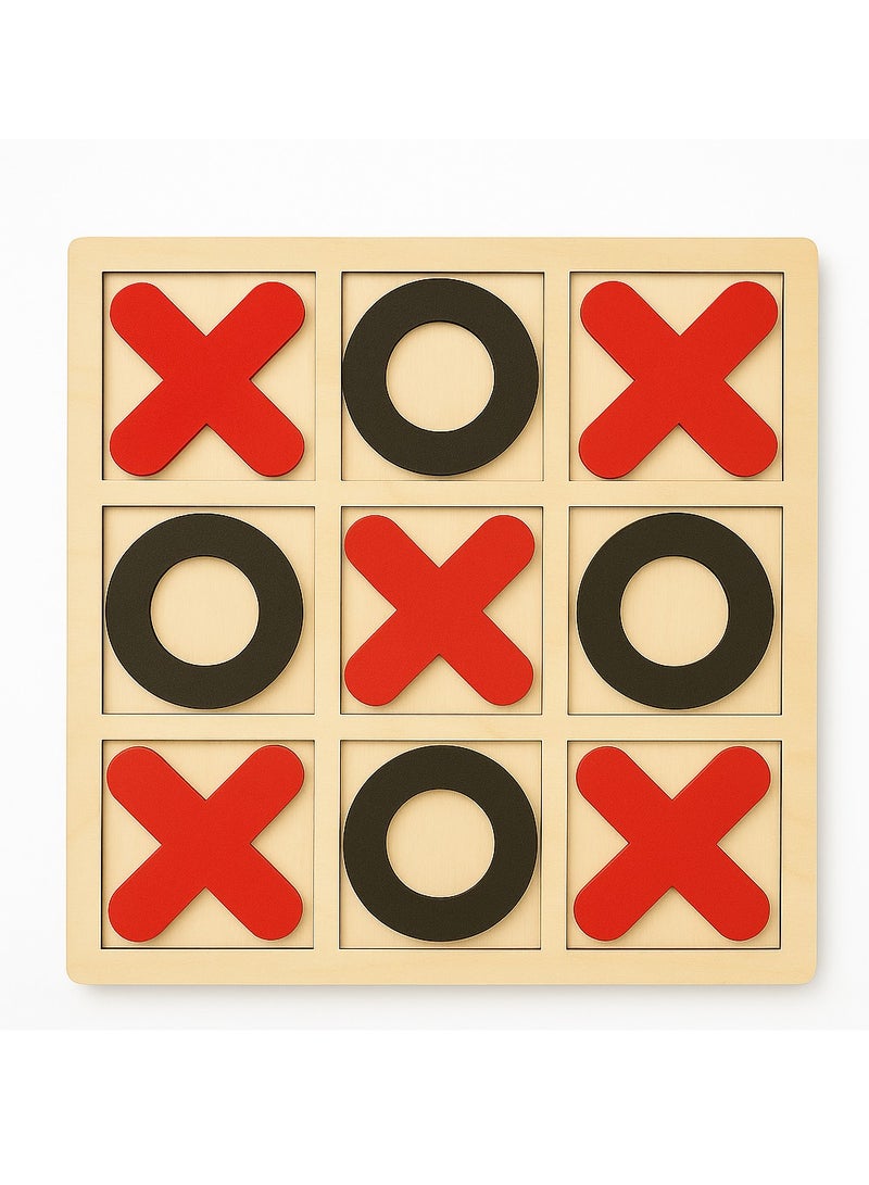 Big Size Wooden Tic Tac Toe Game for Kids - Classic Strategy Board Game with X and 0 Pieces - Montessori Educational Toy for Boys & Girls - Indoor Family Fun Puzzle Game - Ages 3+ By Generic - Image 1