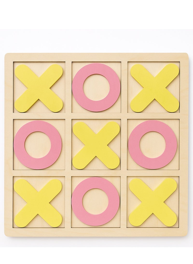 Big Size Wooden Tic Tac Toe Game for Kids - Classic Strategy Board Game with X and 0 Pieces - Montessori Educational Toy for Boys & Girls - Indoor Family Fun Puzzle Game - Ages 3+ By Generic - Image 2