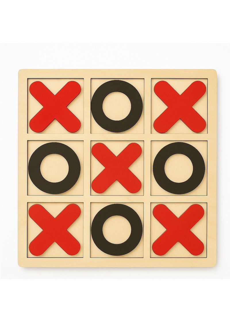 Big Size Wooden Tic Tac Toe Game for Kids - Classic Strategy Board Game with X and 0 Pieces - Montessori Educational Toy for Boys & Girls - Indoor Family Fun Puzzle Game - Ages 3+ By Generic - Image 3