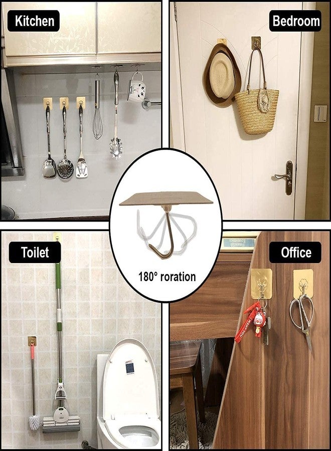KitchenFest خطافات جدارية لاصقة من KitchenFest®، 8 قطع، خطافات لاصقة متعددة الاستخدامات، قابلة لإعادة الاستخدام، مقاومة للماء، مناسبة للحمام والمطبخ وغرفة النوم، تتحمل وزنًا يصل إلى 3 كجم (كحد أقصى)، (خطاف ذهبي، 8 قطع) - Image 5