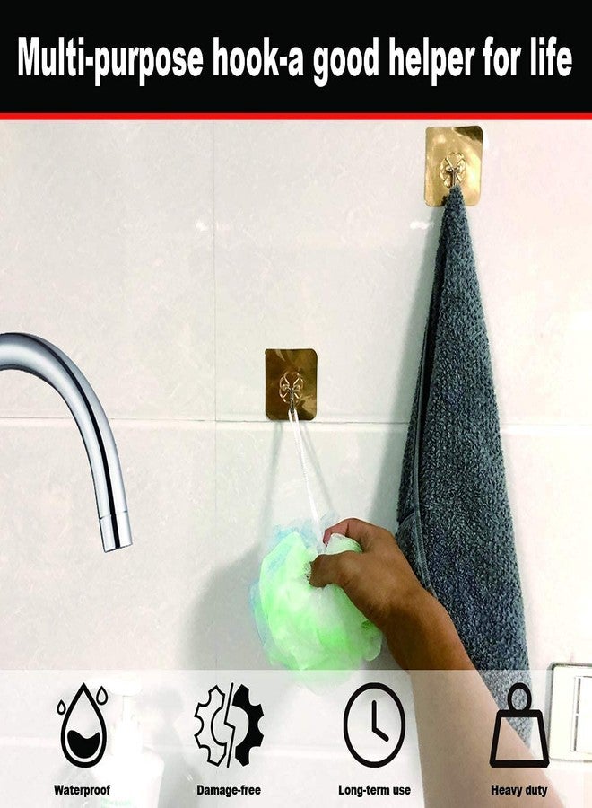 KitchenFest خطافات جدارية لاصقة من KitchenFest®، 8 قطع، خطافات لاصقة متعددة الاستخدامات، قابلة لإعادة الاستخدام، مقاومة للماء، مناسبة للحمام والمطبخ وغرفة النوم، تتحمل وزنًا يصل إلى 3 كجم (كحد أقصى)، (خطاف ذهبي، 8 قطع) - Image 4