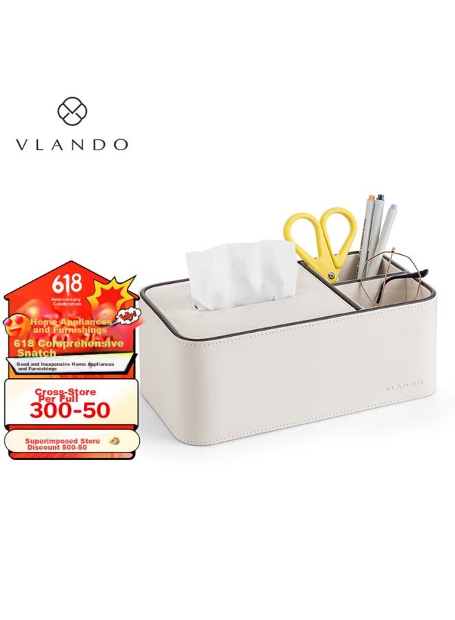 Vlando Weilanduo Cream-style Tissue Box, High-end Light Luxury Desktop Tissue Holder, Creative Storage Box For Home Living Room Coffee Table And Napkins - Image 1