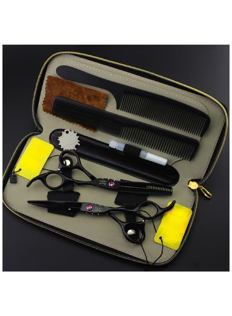 Professional Hairdressing Scissors Flat Shears Thinning Shears Set Black SY22 - Image 1