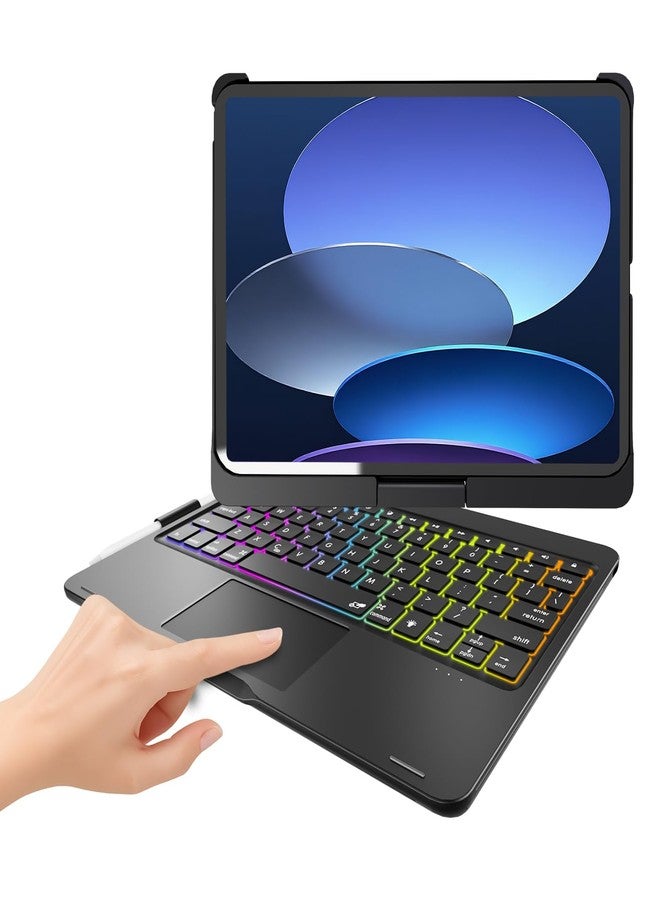 BABG TouchPad Keyboard Case for iPad 10th Generation&iPad 11th(A16,2025),iPad Air 11（M3,M2/iPad Pro 11 inch Keyboard&iPad Air 5th/Air 4th Keyboard, 360°Swivel,7 Use Modes,Rainbow Backlight- Black - Image 1