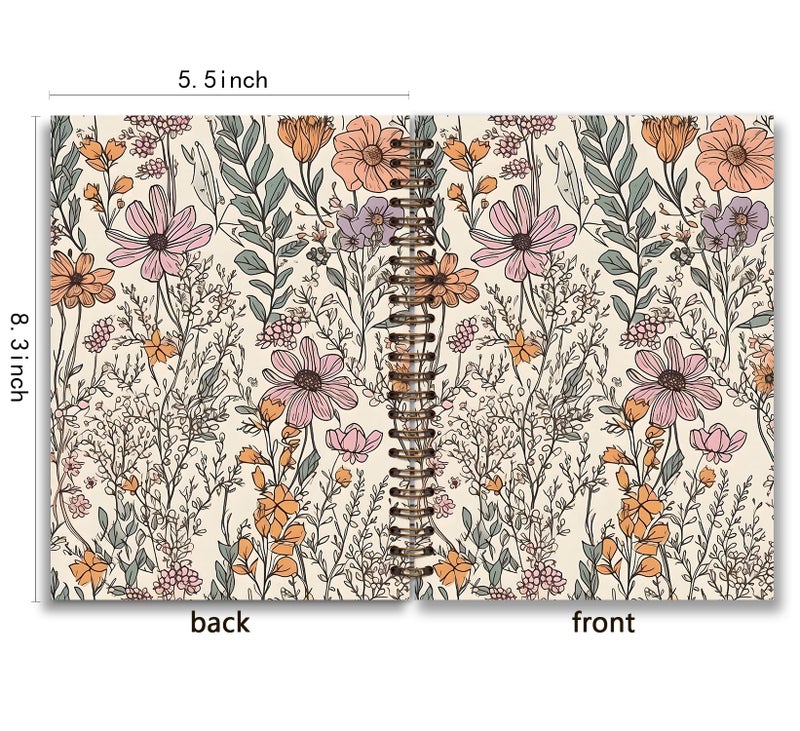 foedor Floral Work Notebook Pretty Journal for Women,Flower Hardcover Notebooks for Work,School College spiral notebook,Flower Garden - Image 2