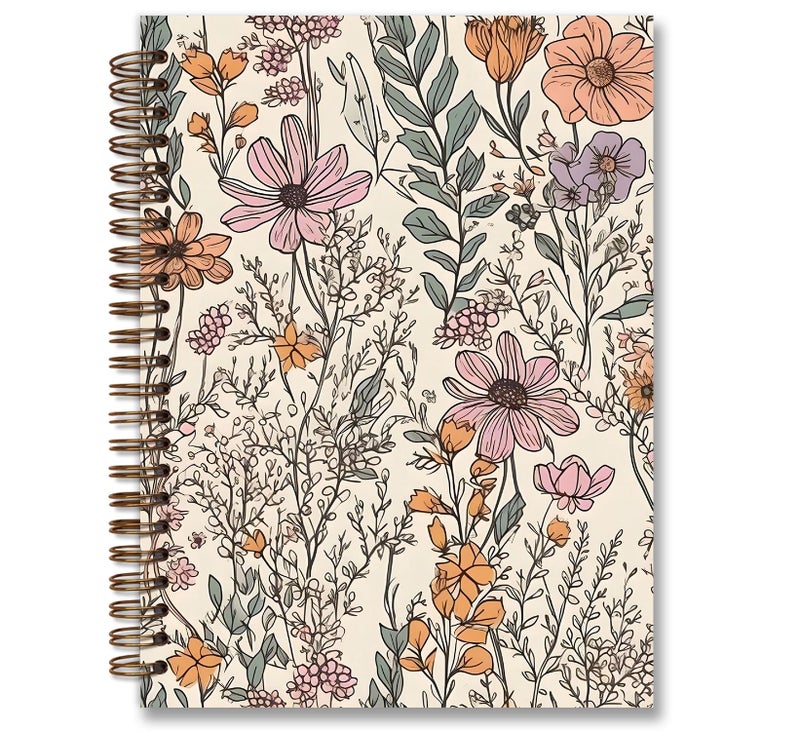 foedor Floral Work Notebook Pretty Journal for Women,Flower Hardcover Notebooks for Work,School College spiral notebook,Flower Garden - Image 1