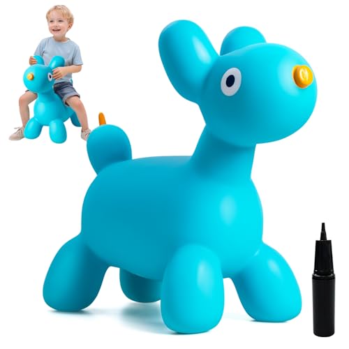 ZOOJOY Bouncy Animal Hopper Blue Balloon Dog Bouncy Horse for Toddlers 18M Inflatable Rideon Hopping Toys with Pump for Indoor Outdoor Play 2 3 4 5 6 7 Years Birthday Gift for Boys Girls - Image 1