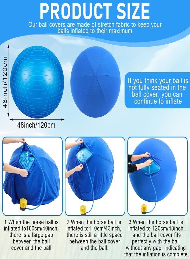 Suilung 48 Inch Giant Herding Ball with Cover Anti Burst Ball Please Watch VCR for How to Inflation Large Horse Toys for Horse Stable Entertainment Play, Pump Included (Blue) - Image 3