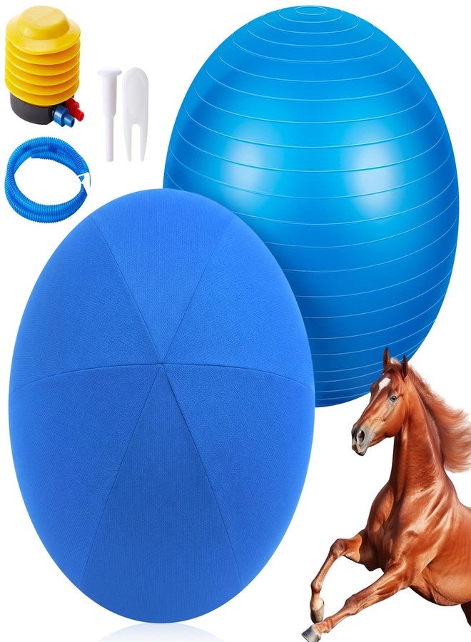 Suilung 48 Inch Giant Herding Ball with Cover Anti Burst Ball Please Watch VCR for How to Inflation Large Horse Toys for Horse Stable Entertainment Play, Pump Included (Blue) - Image 1