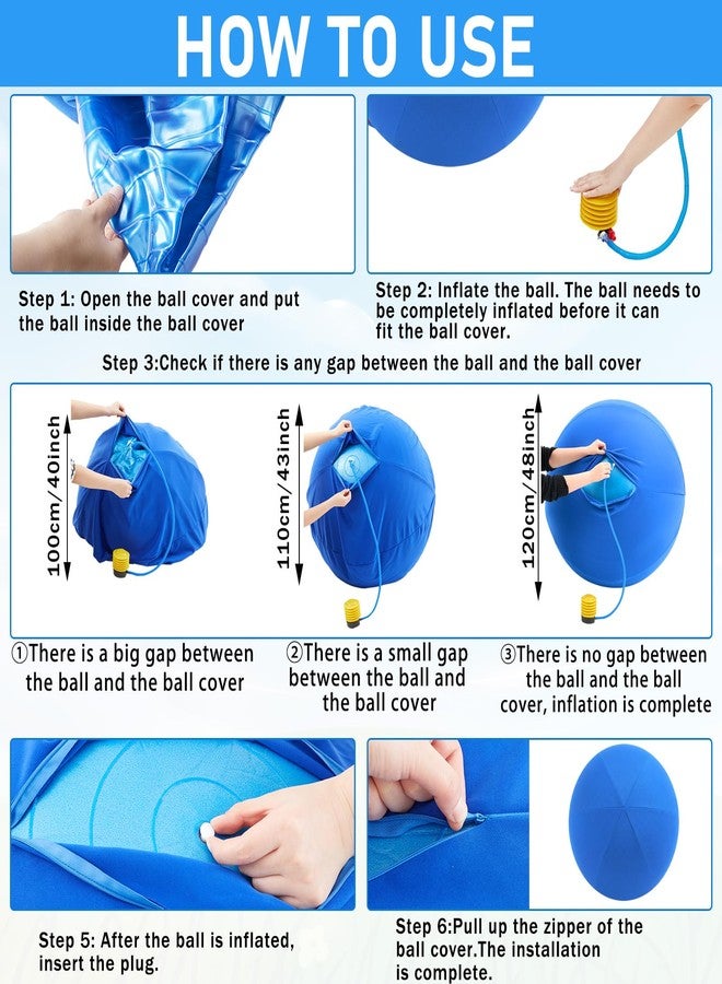 Suilung 48 Inch Giant Herding Ball with Cover Anti Burst Ball Please Watch VCR for How to Inflation Large Horse Toys for Horse Stable Entertainment Play, Pump Included (Blue) - Image 4