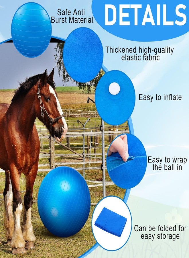 Suilung 48 Inch Giant Herding Ball with Cover Anti Burst Ball Please Watch VCR for How to Inflation Large Horse Toys for Horse Stable Entertainment Play, Pump Included (Blue) - Image 2