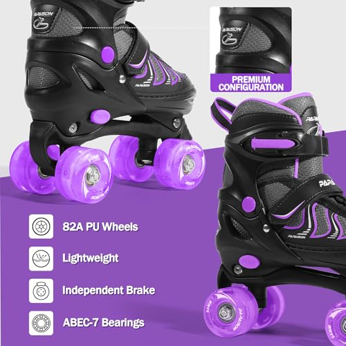PAPAISON Roller Skates for Girls Ages 8-12, Adjustable Size Youth Women Quad Skates with Light up Wheels Indoor Outdoor - Image 5