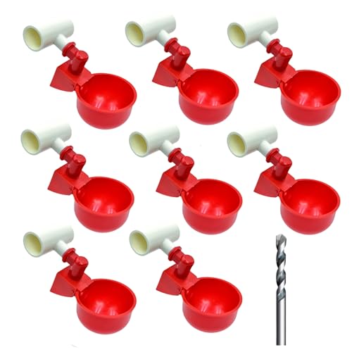 Aqwxc 8 Pack Automatic Chicken Waterer Cups with 1/2" PVC Tee Fittings Chicken Water Cups, Chicken Water Feeder, for Chicks, Duck, Goose, Turkey. Poultry Waterer Feeder Kit - Image 1