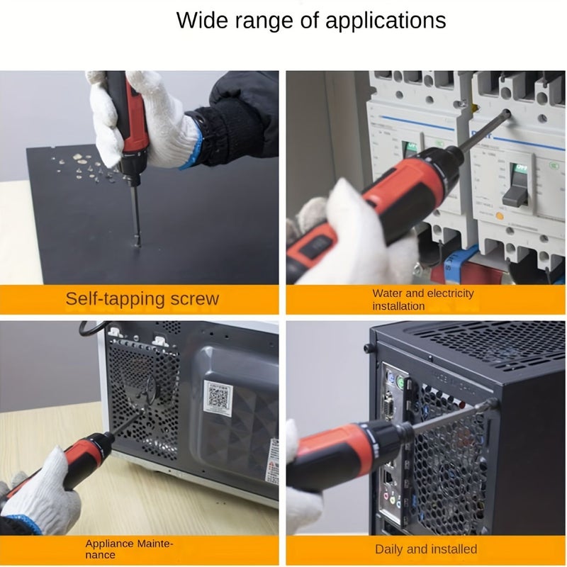 1Set 6 Speed Torque Electric Screwdriver Rechargeable 2000mah Mini Drill 3.7V Power Tools Set Red And Black Household Maintenance Repair - Image 5