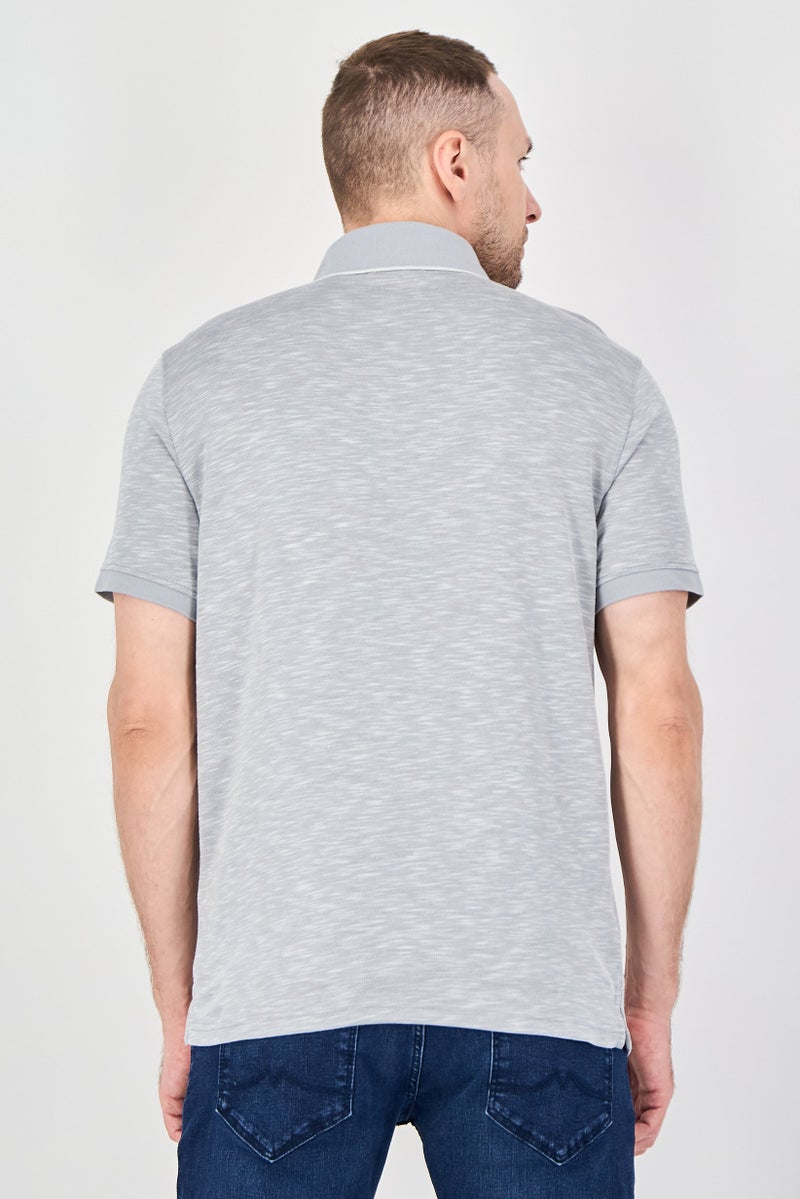 Geoffrey Beene Men Regular Fit Heather Short Sleeve Polo Shirt, Grey - Image 3