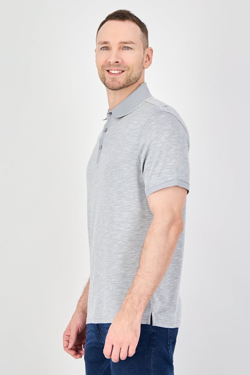 Geoffrey Beene Men Regular Fit Heather Short Sleeve Polo Shirt, Grey - Image 2