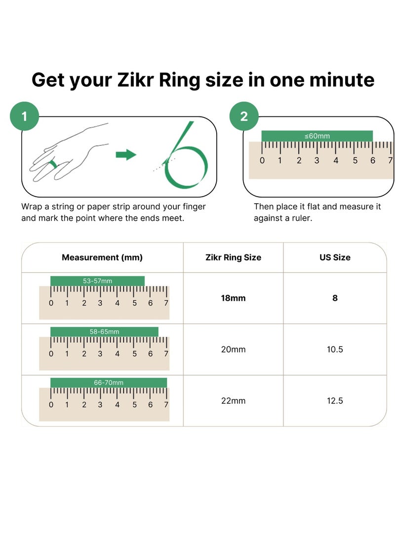 iQIBLA Smart Tasbih Zikr Ring 0.42" Wide Display Powerful Battery Backup OLED Display F04 Flex Pro Smart Ring App Operated Tasbih Counter IP67 Waterproof iQibla Smart Zikr Ring Compatible Three Sizes 18MM, 20MM, 22MM With Charging Case Aluminium Alloy iQibla Zikr Ring Green - Image 2