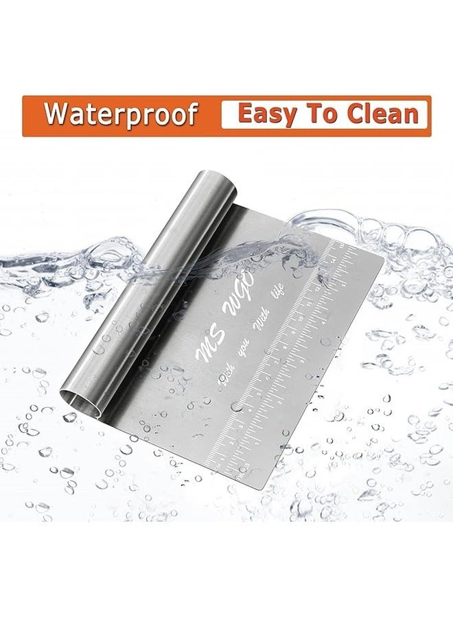 Aknzlmed Pro Stainless Steel Highly Polished Dough Scraper Cutter with Measuring Scale Multipurpose Cake Pizza Cutter Pastry Bread Separator Knife - Image 3