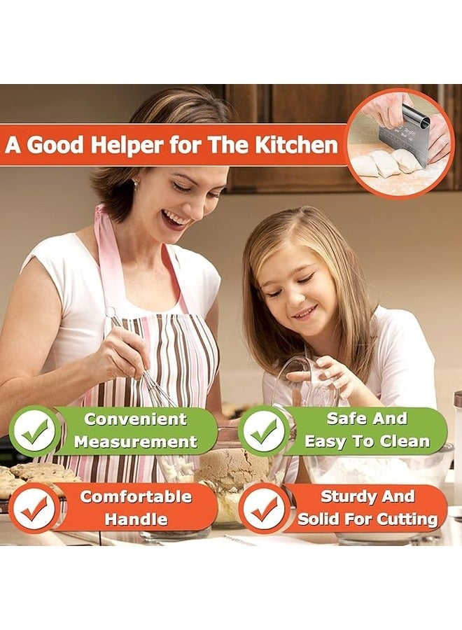 Aknzlmed Pro Stainless Steel Highly Polished Dough Scraper Cutter with Measuring Scale Multipurpose Cake Pizza Cutter Pastry Bread Separator Knife - Image 4