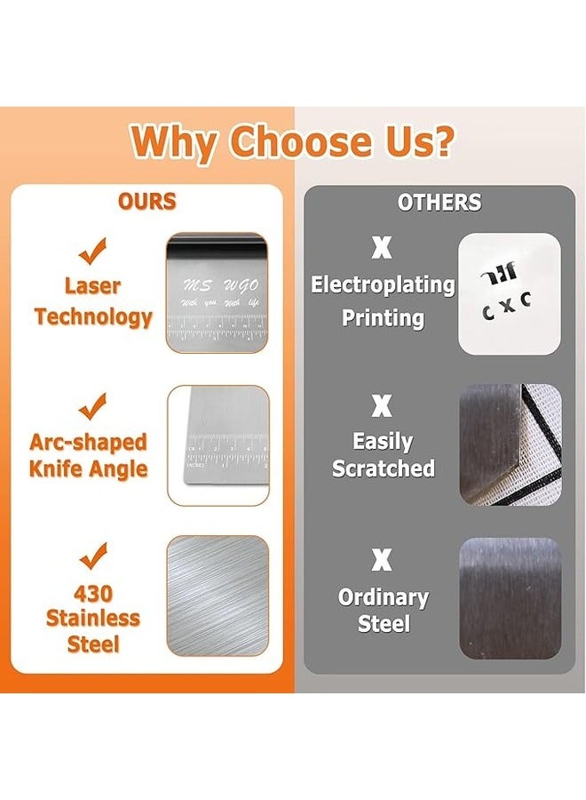 Aknzlmed Pro Stainless Steel Highly Polished Dough Scraper Cutter with Measuring Scale Multipurpose Cake Pizza Cutter Pastry Bread Separator Knife - Image 5