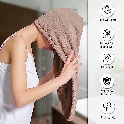 Sassoon Venir Microfiber Hair Wrap Towel for Women (Peanut Color, Free Size) with Smooth Texture Super Absorbent Quick Dry Hair Turban for Drying Hair - Image 2