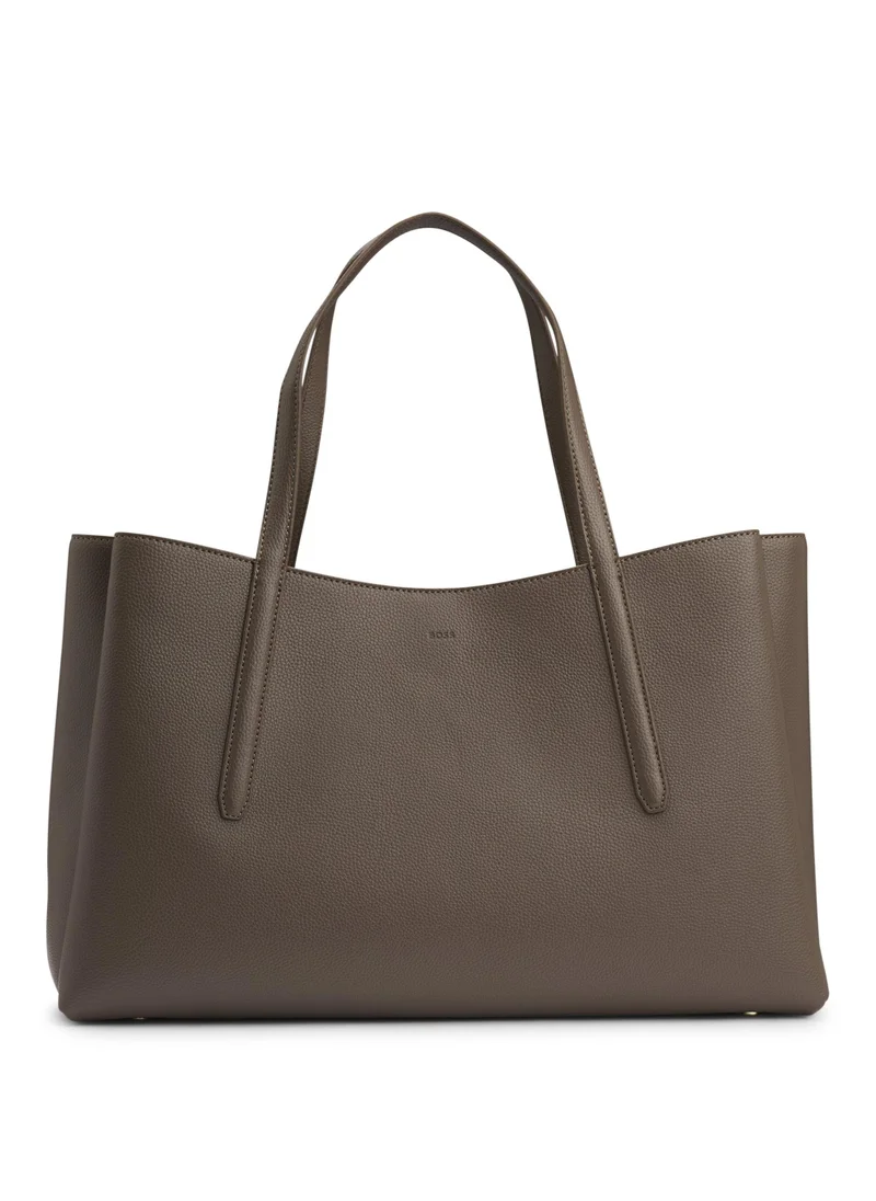 بوس Grained faux-leather tote bag with Double B monogram