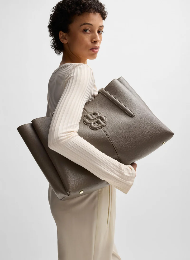 بوس Grained faux-leather tote bag with Double B monogram