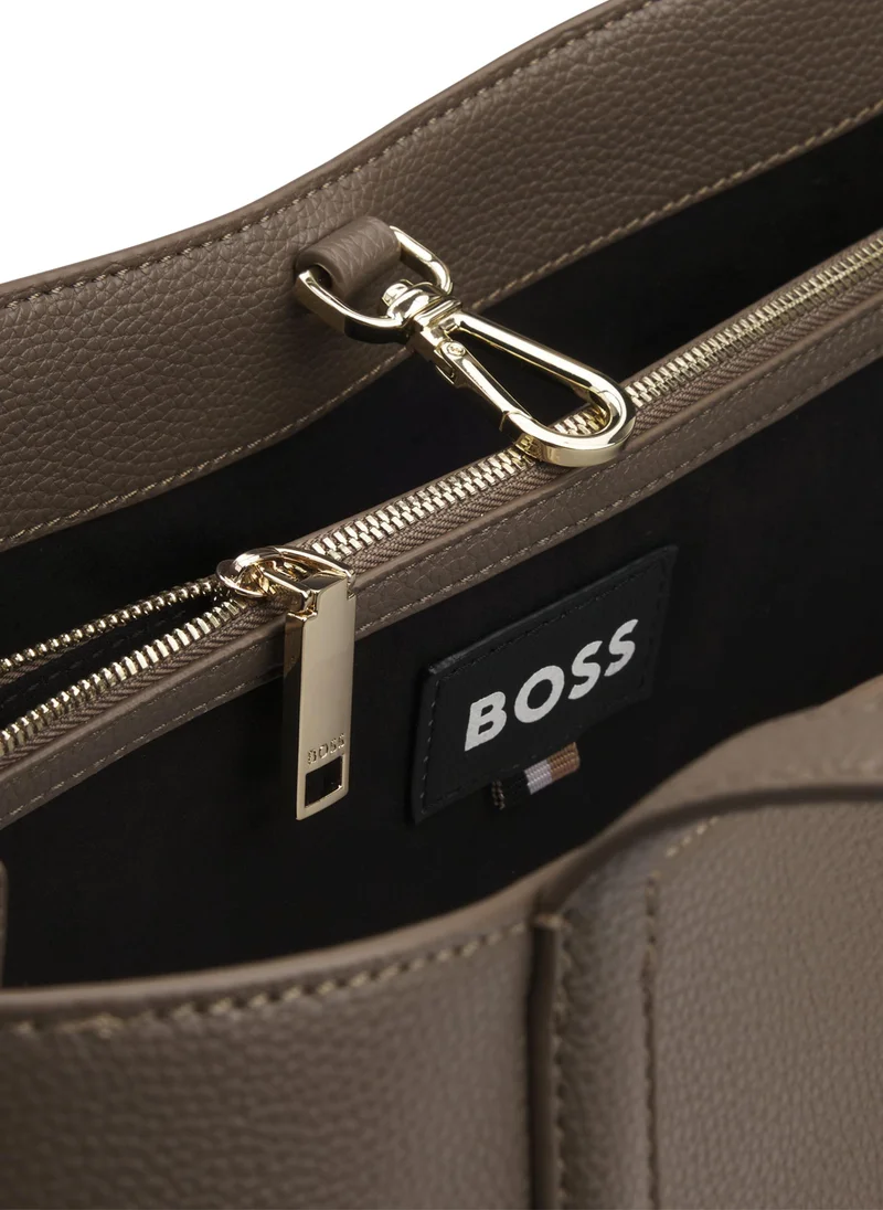 بوس Grained faux-leather tote bag with Double B monogram