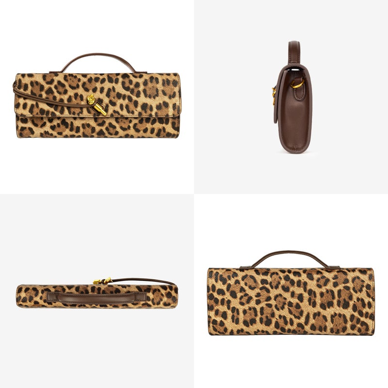 Joryin Leopard Print Purse Evening Bag for Women Evening Clutch Crossbody Bag Shoulder Bag Handbags Top Handle Bag Formal Evening Purse, Brown - Image 3