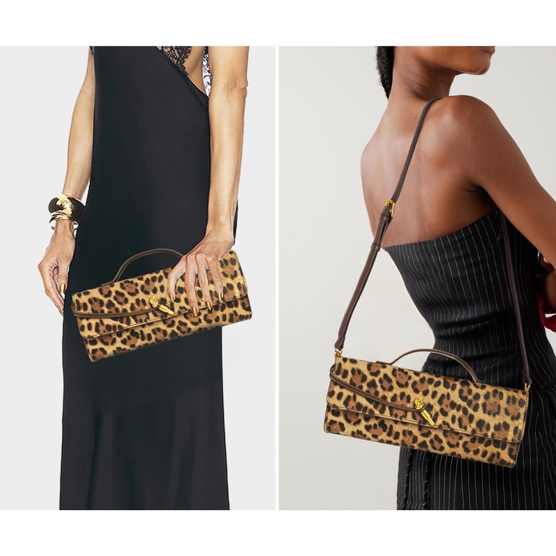 Joryin Leopard Print Purse Evening Bag for Women Evening Clutch Crossbody Bag Shoulder Bag Handbags Top Handle Bag Formal Evening Purse, Brown - Image 2