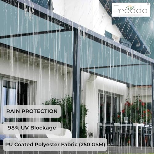 FREDDO Waterproof Sun Shade Sail 9.5 x 12 ft 95% UV Block 270 GSM for Rain Protection, Canopy Cover, Outdoor Patio, Garden, Pergola, Balcony, Tent (Grey, Pack of 1 Piece) - Image 4