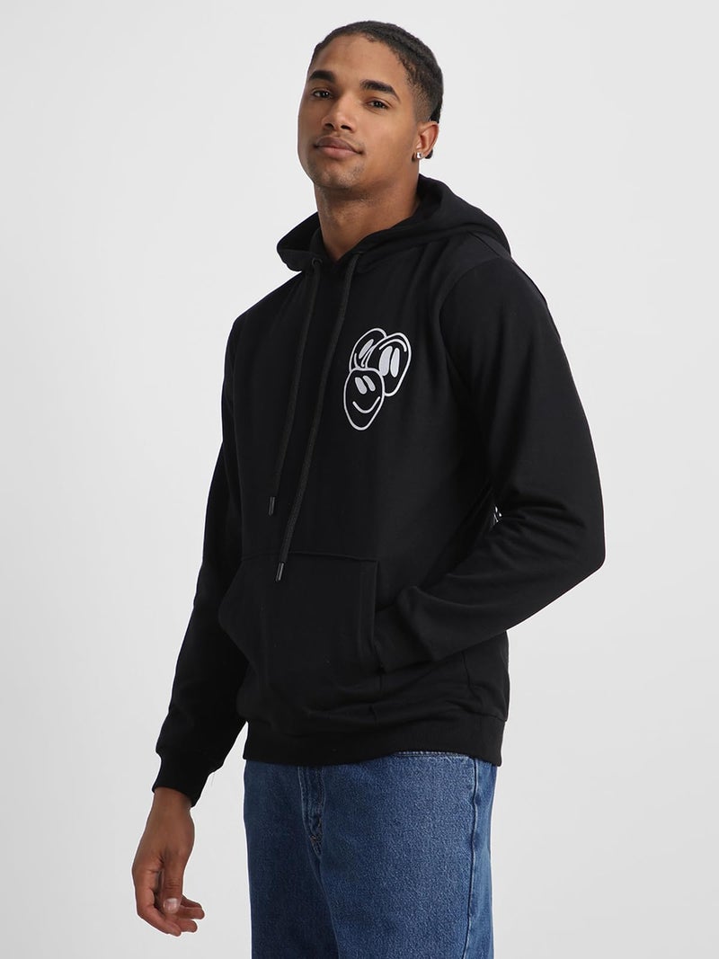 Veirdo® Cotton Fleece Regular Fit Hooded Sweatshirt Lastest Back Graphic Printed Winter Hoodies for Men (W05_NOMERCY_BLK_M) - Image 4