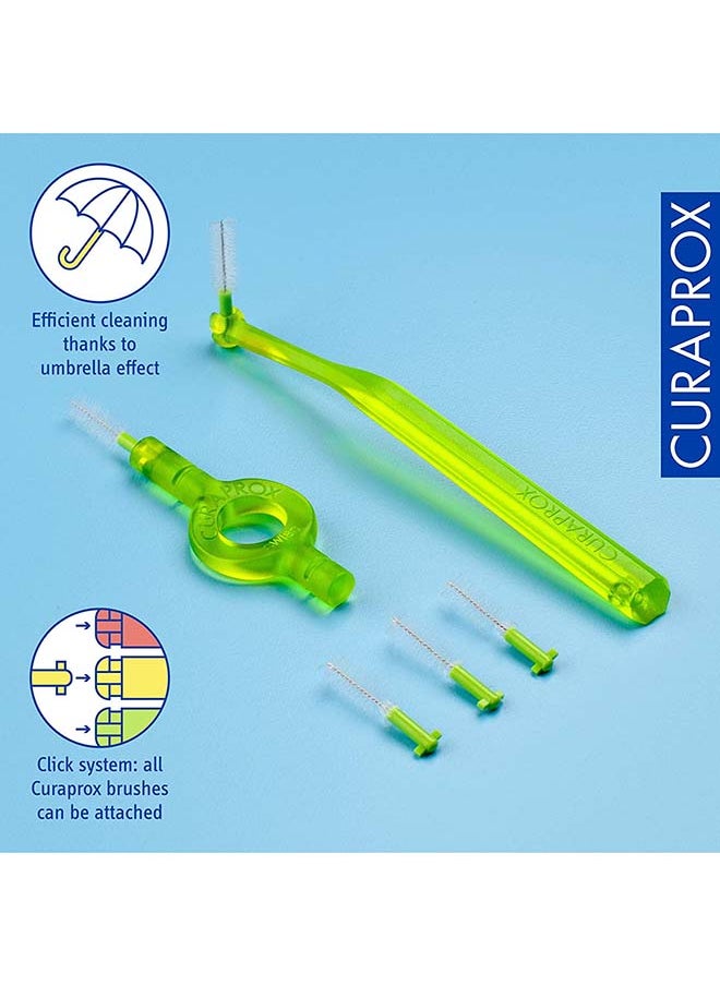 CURAPROX - مجموعة فرشاة الأسنان CPS 011 Prime Start من Curaprox، باللون الأخضر الليموني - 5 فرش أسنان بين الأسنان مقاس 1.1 مم - 5.0 مم + 2 حامل فرشاة أسنان بين الأسنان - Image 1