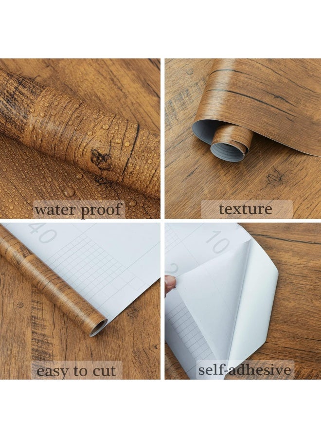 Eeecoming Contact Paper Wood Wallpaper Distressed Wood Grain Contact Paper Rustic Wood Peel And Stick Wallpaper Waterproof Self Adhesive Wallpaper Removable Wood Look Wallpaper Roll Brown  - Image 4
