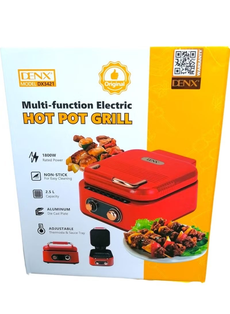 دينكس شواية كهربائية متعددة الوظائف 1800 واط بسعة 2.5 لتر – ترموستات قابل للتعديل وصينية صلصات مدمجة - Image 4