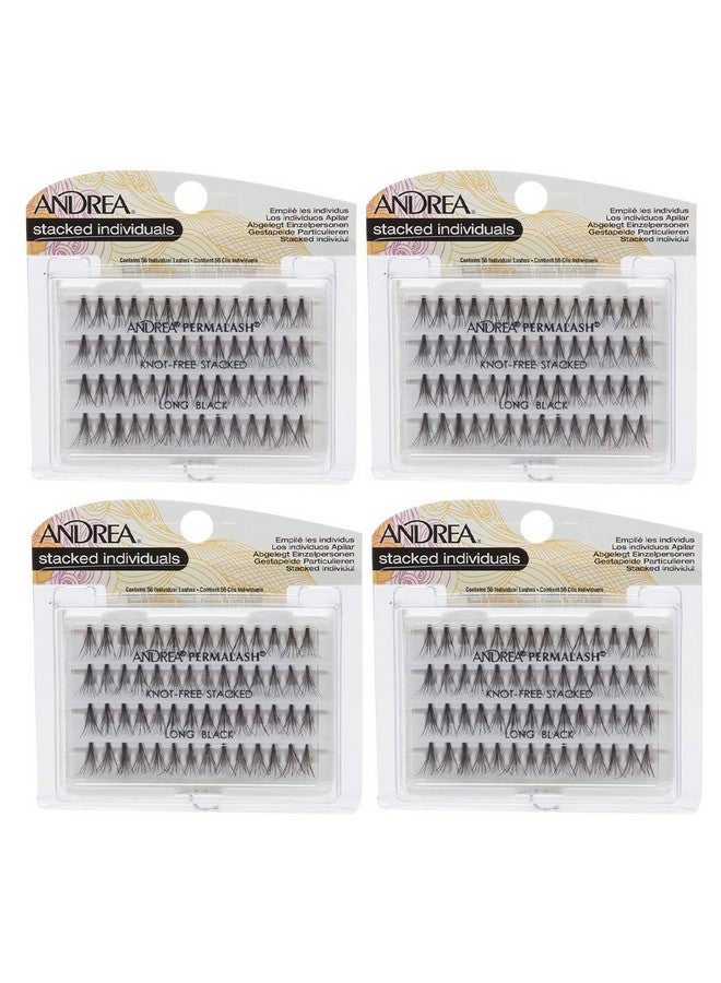 Andrea Stacked Individuals False Lashes Knotfree Long Black 4 Packs - Image 1