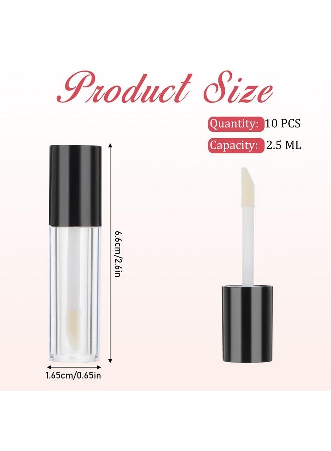 Molain Molain 10pcs Empty Lip Gloss Tubes, 2.5ml Mini Refillable Cosmetic Containers Bottles Lip Balm Bottles for Lipstick Samples, Lip Balms(Black tube cap)  - Image 2